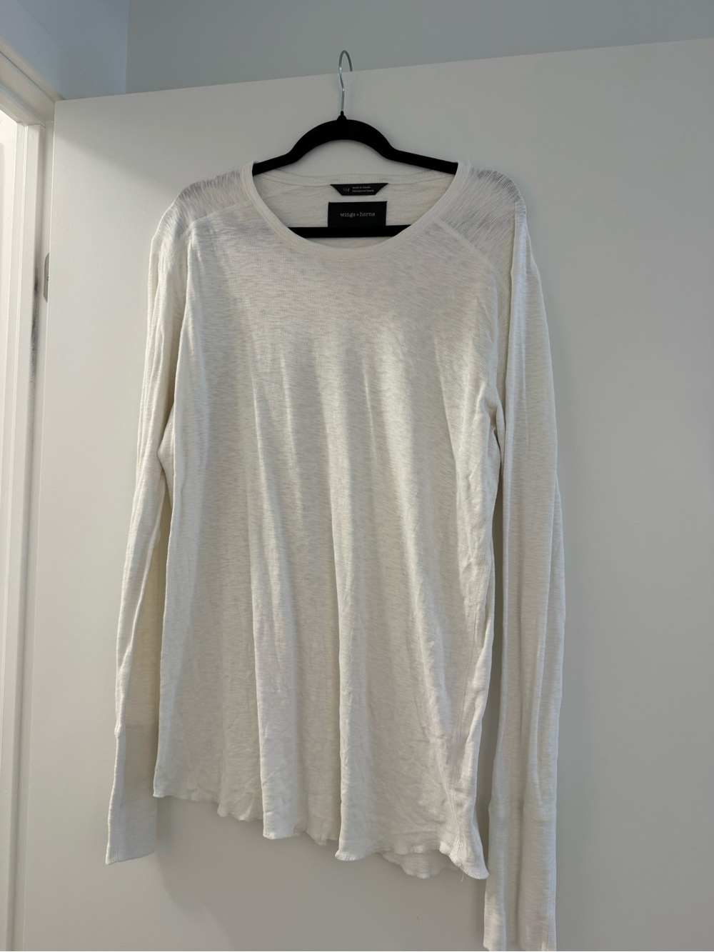 Vince Lightweight Long Sleeve Crew Top in Off-White